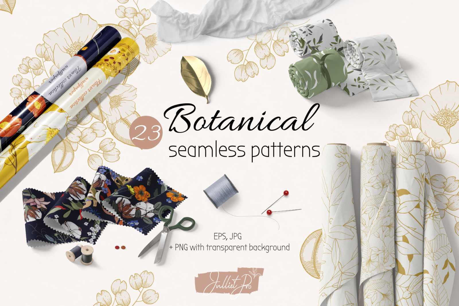 Flower Digital Paper Floral Seamless Designs, Summer Bundle Botanical ...