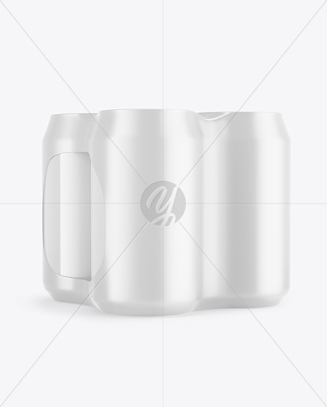 4 Cans in Shrink Wrap Mockup