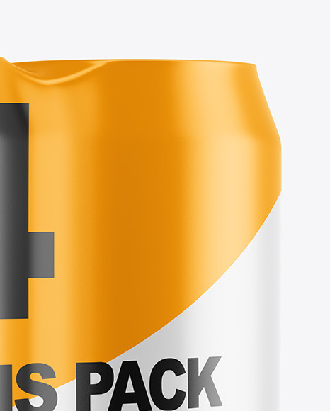 4 Cans in Shrink Wrap Mockup