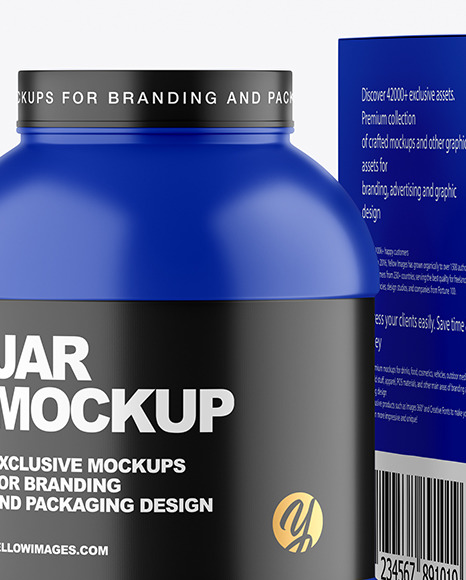Matte Plastic Jar with Box Mockup