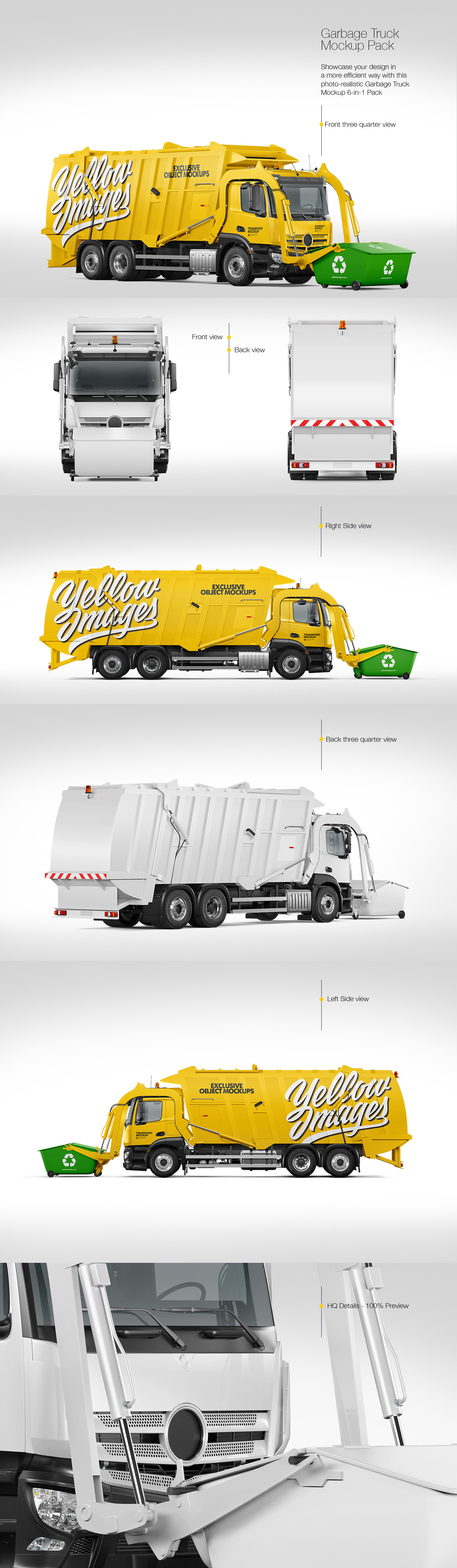 Garbage Truck Mockup Pack Garbage Truck Mockup Pack