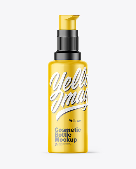 Glossy Cosmetic Bottle with Pump Mockup