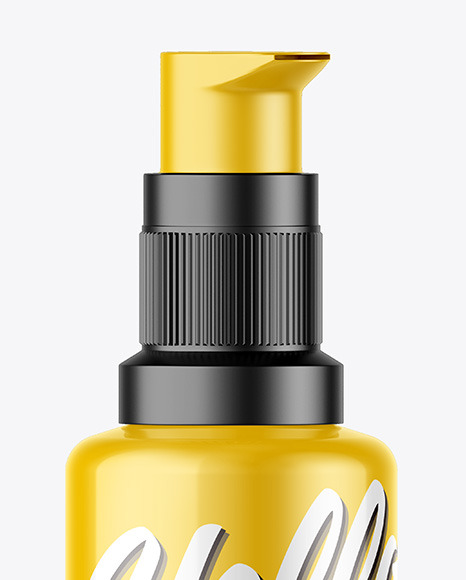 Glossy Cosmetic Bottle with Pump Mockup