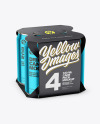 Carton Pack W/ 4 Glossy Metallic Cans Mockup