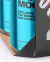 Carton Pack W/ 4 Glossy Metallic Cans Mockup