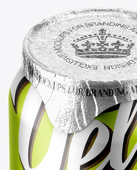 500ml Matte Aluminium Can W/ Foil Lid Mockup (High-Angle Shot)