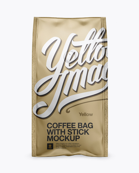 Matte Metallic Coffee Bag With Valve Mockup - Front View