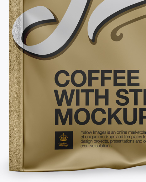 Matte Metallic Coffee Bag With Valve Mockup - Front View