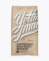 Kraft Paper Coffee Bag With Valve Mockup - Front View