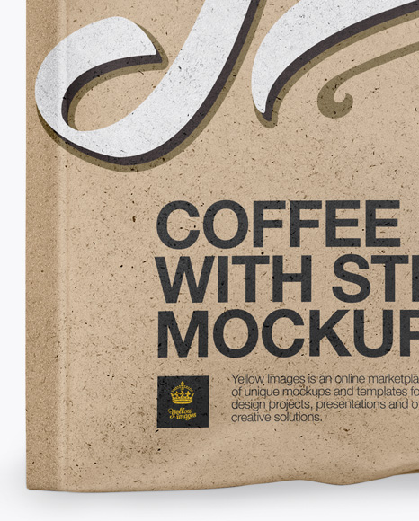 Kraft Paper Coffee Bag With Valve Mockup - Front View