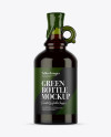 Green Glass Wine Bottle With Handle &amp; Wax Top Mockup