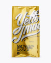 Metallic Coffee Bag With Valve Mockup - Front View