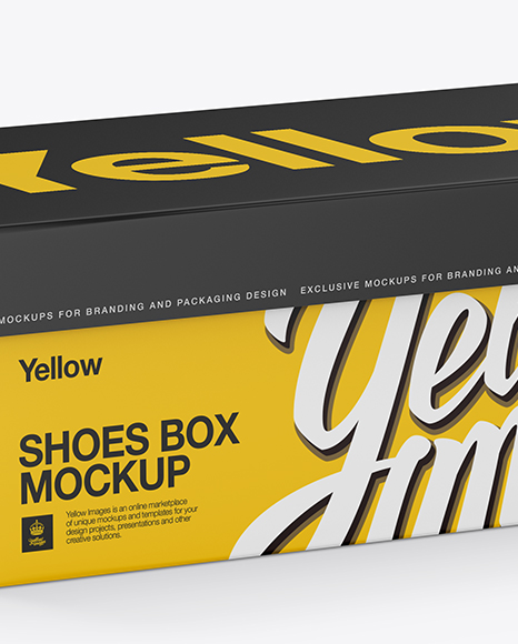 Paper Shoes Box Mockup - Half Side View (High-Angle Shot)