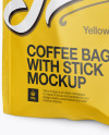 Glossy Coffee Bag With Valve Mockup - Half Side View