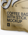 Matte Metallic Coffee Bag With Valve Mockup - Half Side View