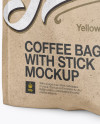 Kraft Paper Coffee Bag With Valve Mockup - Half Side View