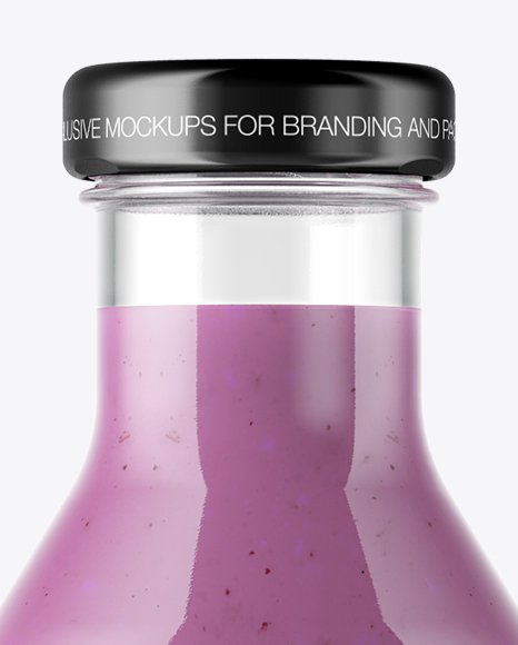 Clear Glass Bottle with Blueberry Smoothie Mockup