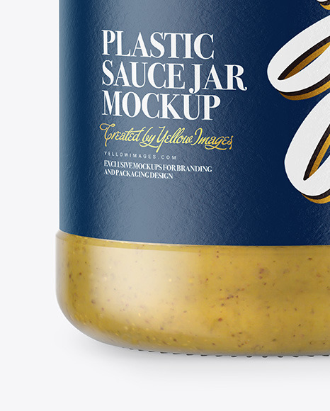 Glass Jar with Mustard Sauce Mockup