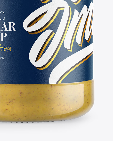 Glass Jar with Mustard Sauce Mockup