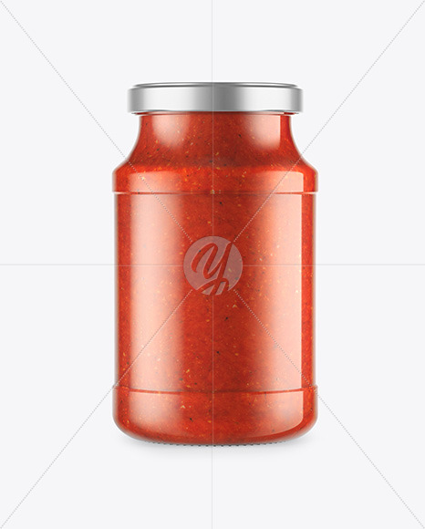 Glass Jar With Tomato Sauce Mockup