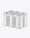 6 Pack Matte Cans with Holder Mockup