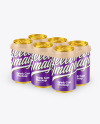 6 Pack Matte Cans with Holder Mockup