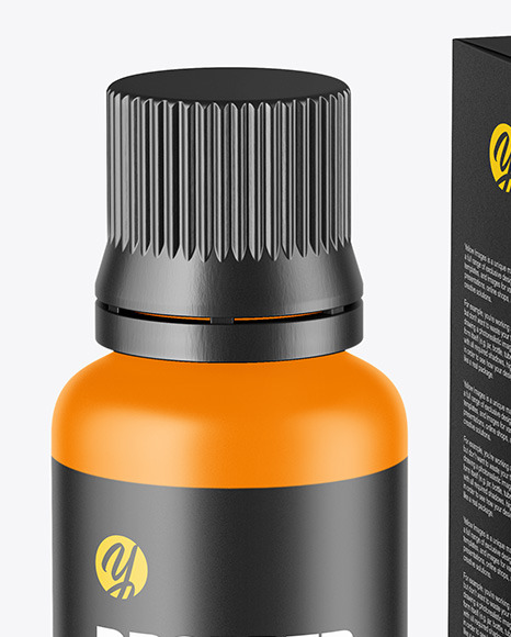 Matte Dropper Bottle with Paper Box Mockup