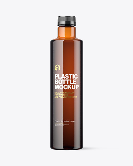 Amber Plastic Bottle Mockup