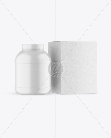 Matte Plastic Jar with Kraft Box Mockup