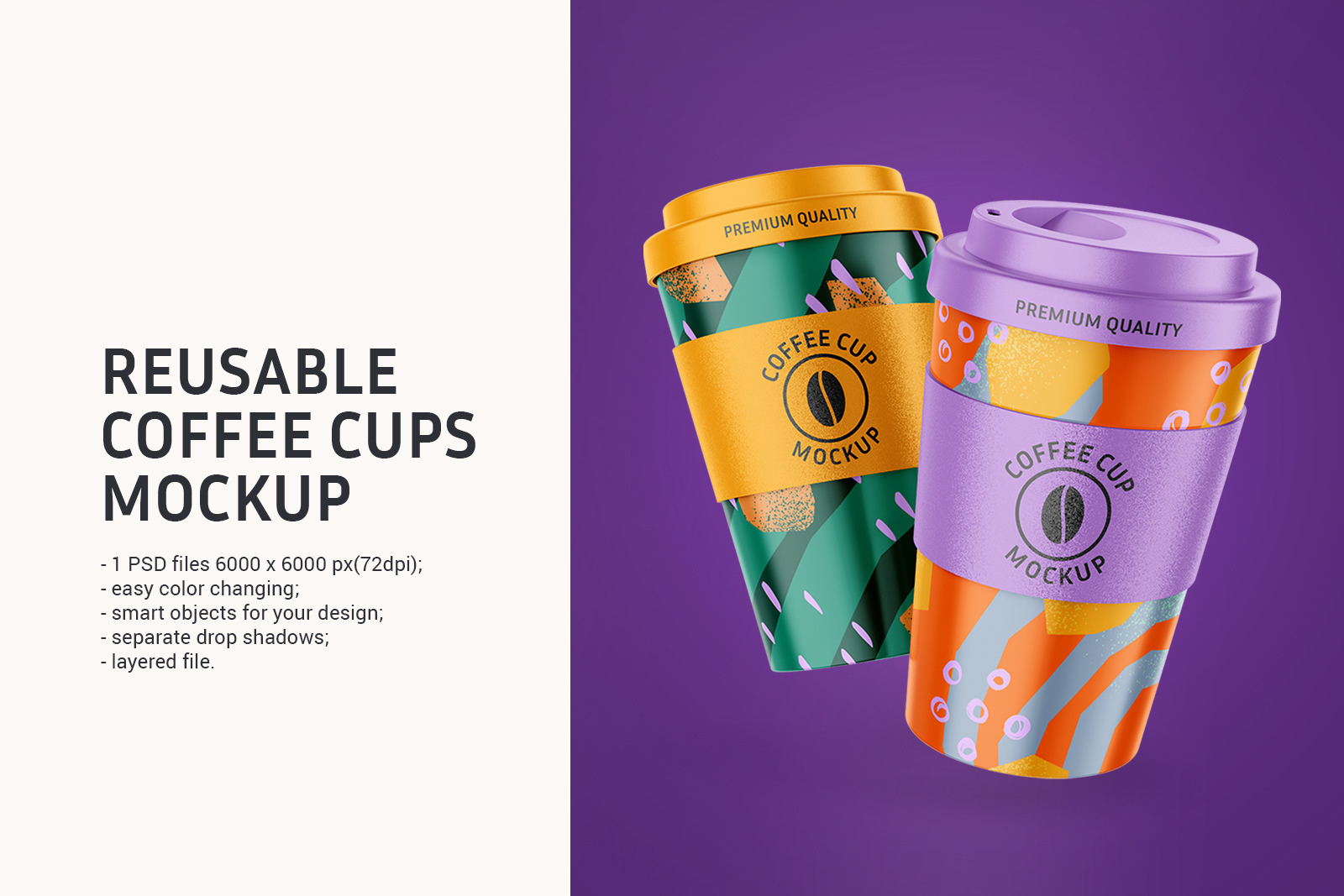 Reusable Coffee Cups Mockup Reusable Coffee Cups Mockup