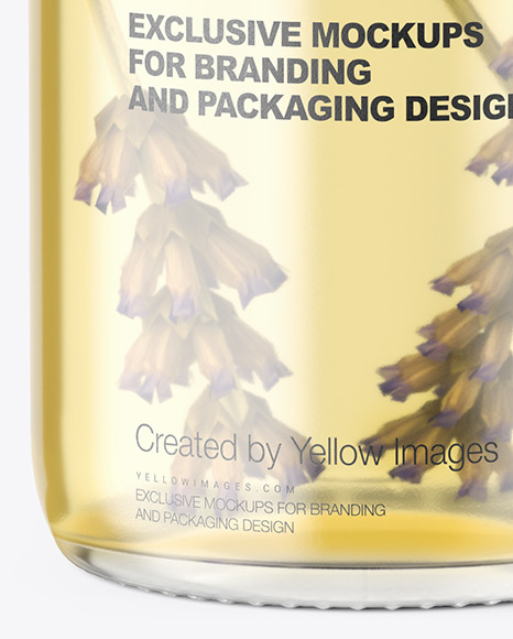 Glass Cosmetic Bottle With Flowers Mockup