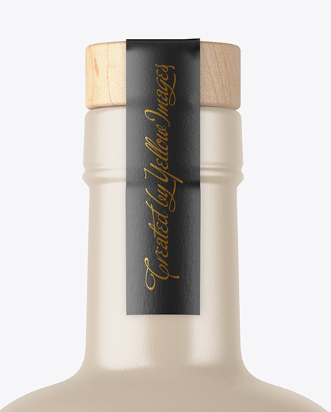 Ceramic Bottle with Wooden Cap Mockup