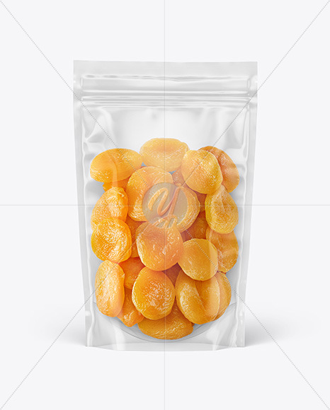 Clear Plastic Pouch w/ Dried Apricots Mockup