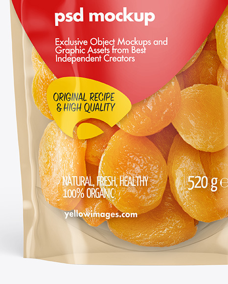 Clear Plastic Pouch w/ Dried Apricots Mockup