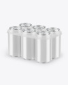 6 Pack Glossy Cans with Holder Mockup