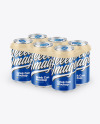 6 Pack Glossy Cans with Holder Mockup