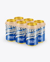 6 Pack Glossy Cans with Holder Mockup