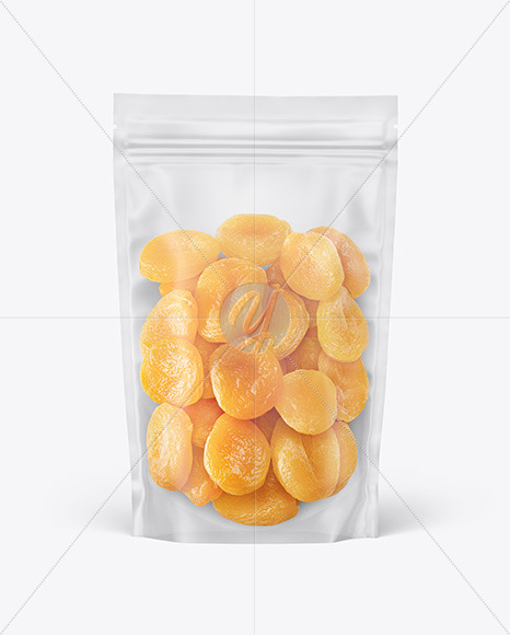 Frosted Plastic Pouch w/ Dried Apricots Mockup