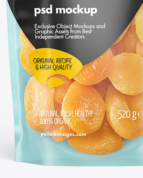 Frosted Plastic Pouch w/ Dried Apricots Mockup