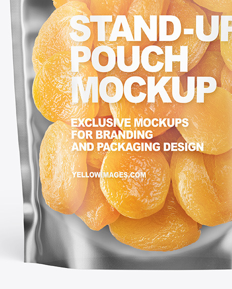 Frosted Plastic Pouch w/ Dried Apricots Mockup