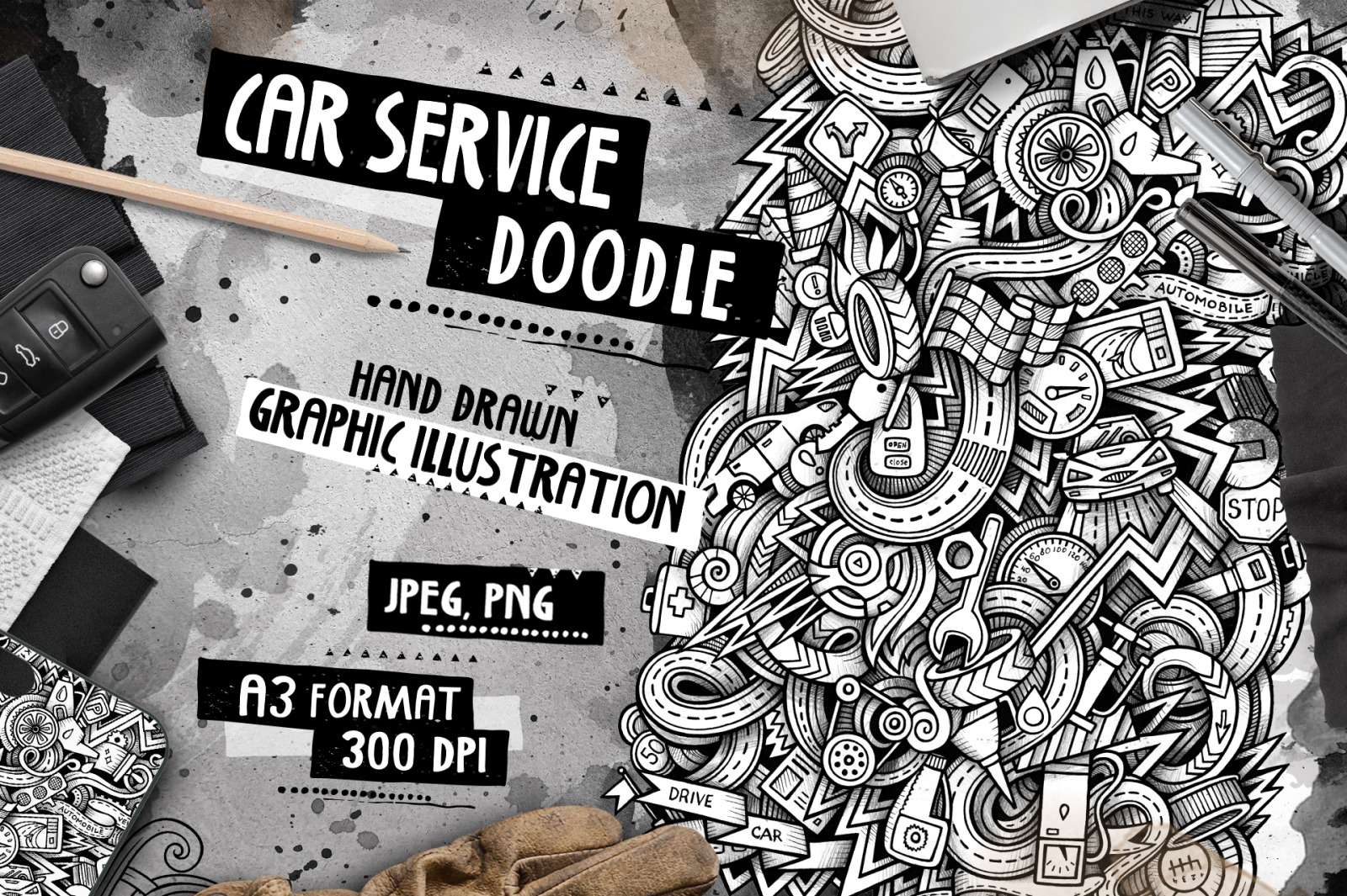 Cars Graphic Doodle Illustration Cars Graphic Doodle Illustration