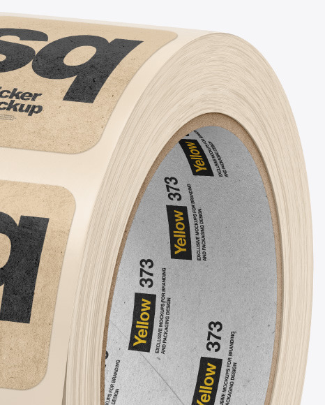 Roll with Kraft Stickers Mockup