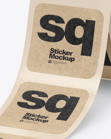 Roll with Kraft Stickers Mockup