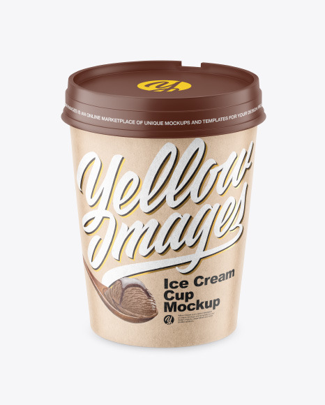 Kraft Ice Cream Cup Mockup - Premium+Psd+Ice+Cream+Jar+Packaging+Mockup