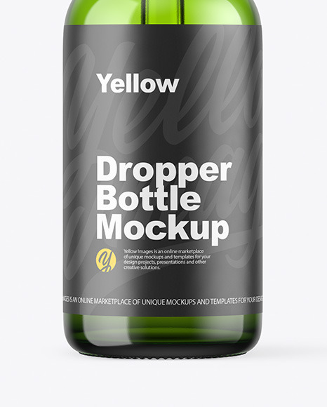 Green Glass Dropper Bottle Mockup