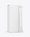 Glossy Stick Sachet w/ Paper Box Mockup