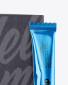 Metallic Stick Sachet w/ Kraft Box Mockup