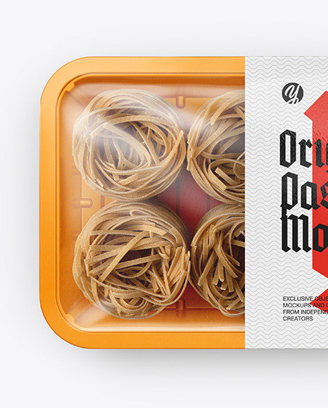 Plastic Tray With Pasta Mockup