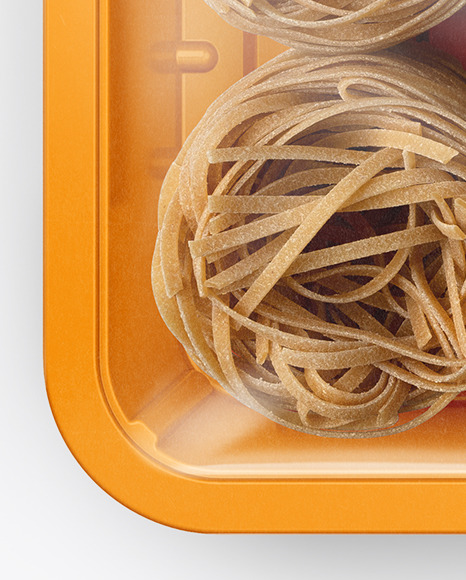 Plastic Tray With Pasta Mockup