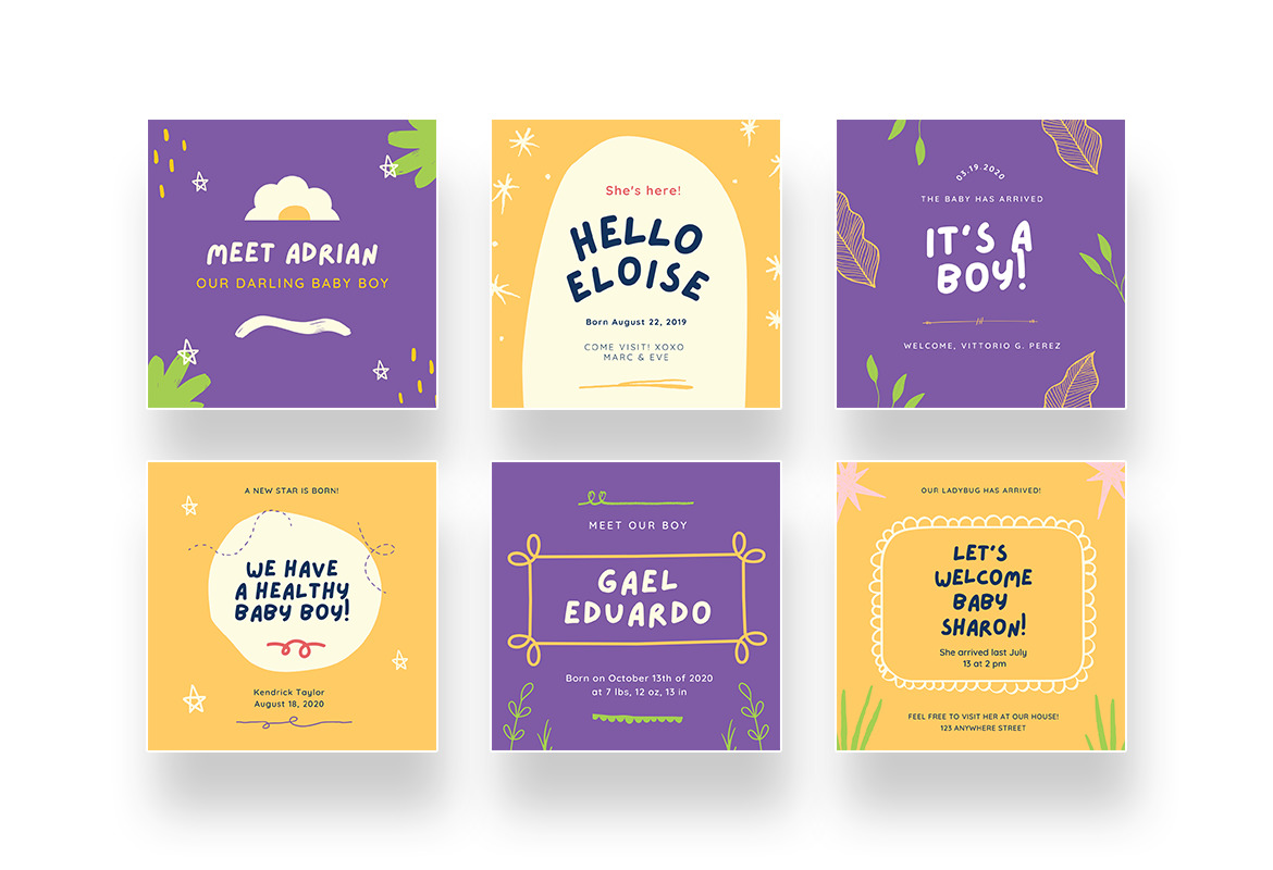 Baby Birth Announcement Instagram Canva Baby Birth Announcement Instagram Canva